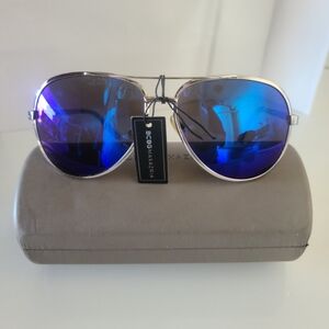 BCBGMaxAzria Silver and Blue Aviator Sunglasses